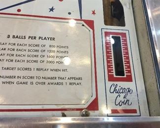 1963 Chicago Coin Bronco pinball machine, in good condition set up for free play!