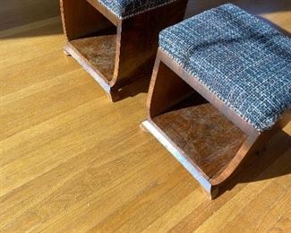 Vintage Chanel fabric covering a pair of mid-century stools. 16" x 13.5" x 18.5"h    $480 for the pair