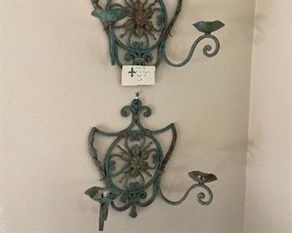Pair of wrought iron wall sconces $140