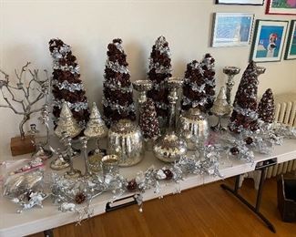 Bergdorf Goodman Holiday trees, mercury glass trees and more decor for sale during in person shopping Friday and Saturday
