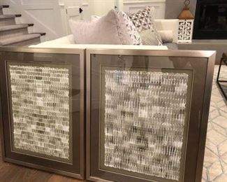 Pair of framed prints "Woven Reeds I and II" 26" X 32" $240