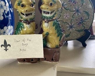 pair of porcelain foo dogs $130 