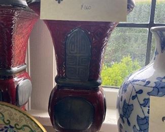 Pair of red porcelain vases $ 160