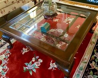 $125 - Glass/Wood Coffee Table - 40" Square