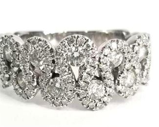 New, Size 7, 14K White Gold Multiple Brilliant Cut Diamonds (GH color & SI2-I1 clarity) in a Brightly Polished Unique Setting, 5.07 g, Estimate $1220- $1420