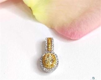 New, 18K Two Tone Gold Pendant with Multiple Yellow Diamonds, 2.53g, Estimate $1000- $1700