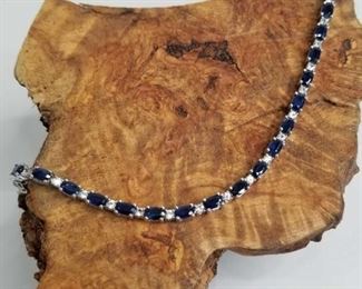 Blue and White Sapphire .925 Silver Bracelet