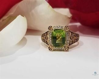 14K Yellow Gold Pear Colored Vintage Style Diamond Ring