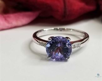 Tanzanite and Diamond .925 Silver Ring