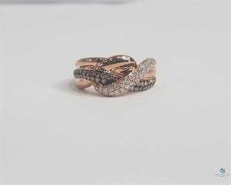 10K Rose Gold Brown Diamond Multi Layered Ring
