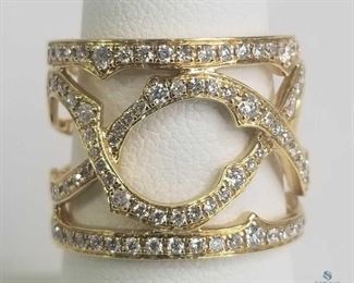 18K Yellow Gold Wide Multi Diamond Ring