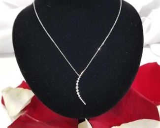 14K White Gold Crescent Diamond Necklace