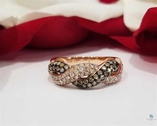 14K Rose Gold Multi Colored Diamond Ring