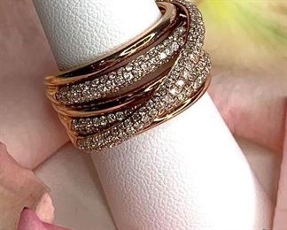 14K Rose Gold Stacked Styled Diamond Band