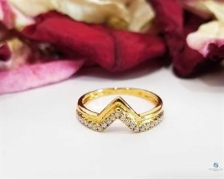 .925 Diamond V Style Ring