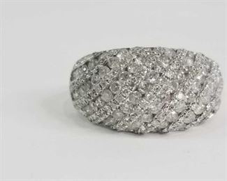 Multiple Round Cut Diamond 18K White Gold Wide Band