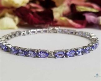 Tanzanite and Diamond .925 Silver Bracelet