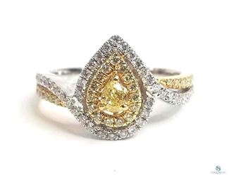 Fancy Yellow Diamond 18K White Gold Ring