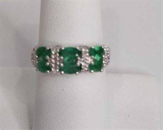 Emerald .925 Silver Band