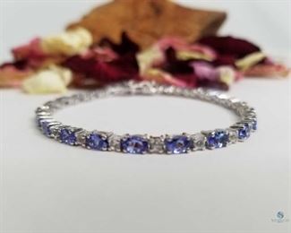 Tanzanite and White Topaz .925 Silver Bracelet