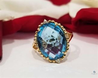 Swiss Blue Topaz in 14K Yellow Gold Classic Setting