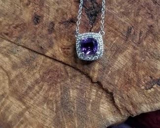 Amethyst and White Sapphire .925 Silver Pendant