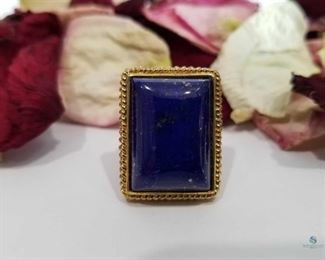 Emerald Cut Lapis .925 Silver Ring