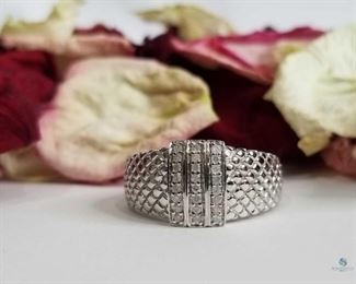 Diamonds in a Square Design .925 Silver Ring