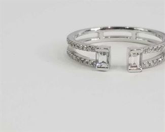 Baguette Diamond Open Style 14K White Gold Ring