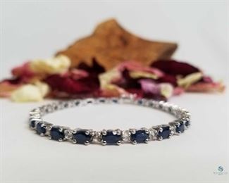 Blue and White Sapphire .925 Silver Bracelet
