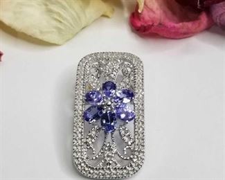 Vintage Style Tanzanite .925 Silver Pendant