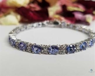 .925 Silver Tanzanite and White Sapphire Bracelet