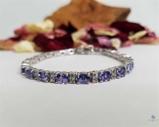 Tanzanite and White Sapphire .925 Silver Bracelet