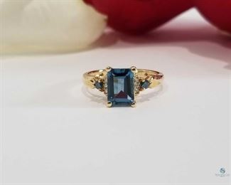 Emerald Cut London Blue Topaz Ring