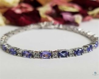 Tanzanite and White Topaz .925 Silver Bracelet