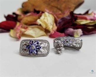 Vintage Style Tanzanite.925 Silver Earrings