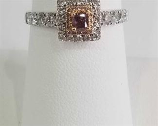 Two Tone 18K Gold Fancy Pink Diamond Ring