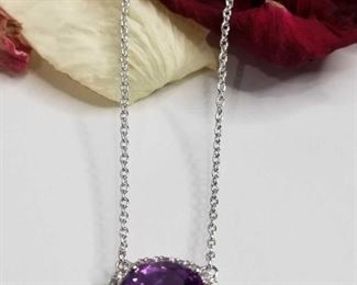 Amethyst and White Sapphire .925 Silver Pendant