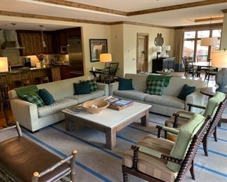 Sofa $599 Each (Dimensions 83 3/4" long) , Stone Table (42" x 54") $299 Each -                                                                       As is Accent Chairs $199 Each