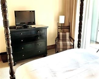 Black Dresser $499, Accent Chair $199