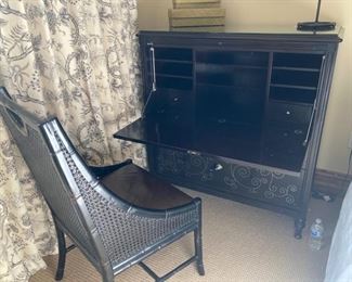 Cabinet with Fold Out Desk $699 (Dimensions 48 3/16" T x 45 1/2" W x 22 3/8" D)  Accent Chair $250