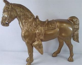 Metal Brass horse 10 inches tall