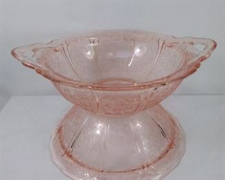 Pink Depression glass serving bowls