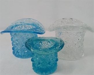 Vintage Glass Hats with Pattern no maker mark