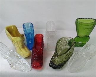 Vintage mixed maker glass shoes,boots and mixed colors