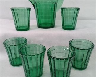 Green Depression Glass Miniture Pitcher
