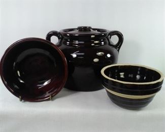USA Pottery Bean Pot and Bowls