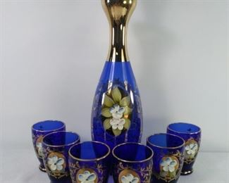 Vintage Bohemian Blue Glass Decanters