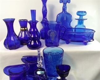 Vintage Blue Glass Assortment