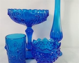 Vintage Blue glass believed to be unmarked Fenton